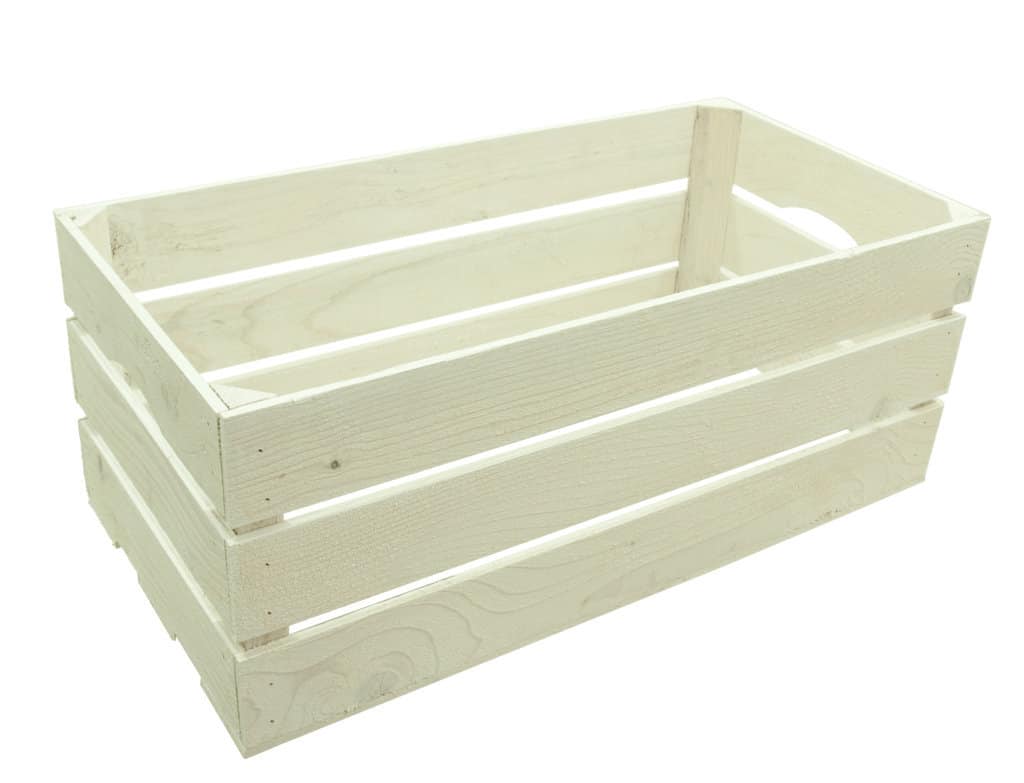 Caja de madera rústica blanca - 48x28x23cm.