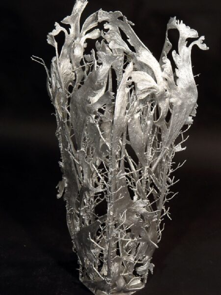 Macetero plateado grande - 30x30x82cm