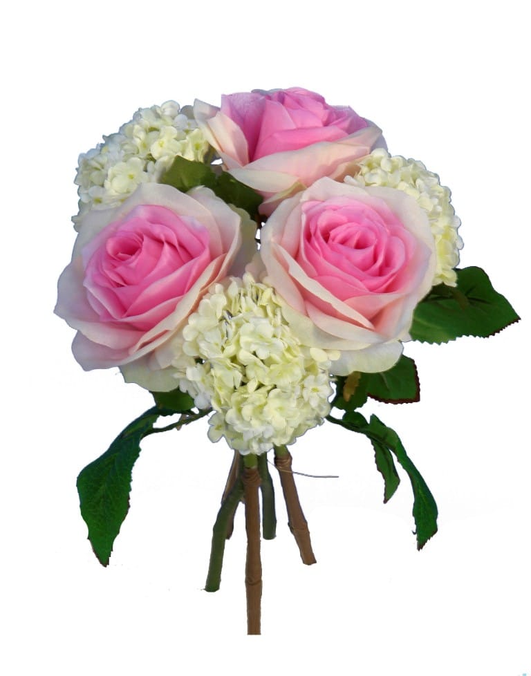 Bouquet de bola de nieve y rosa rosa - Ø20x30cm