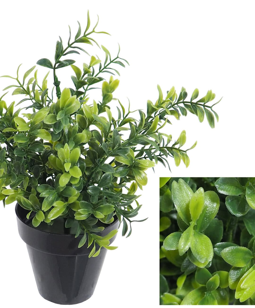 Boj verde plastico con maceta -30cm.