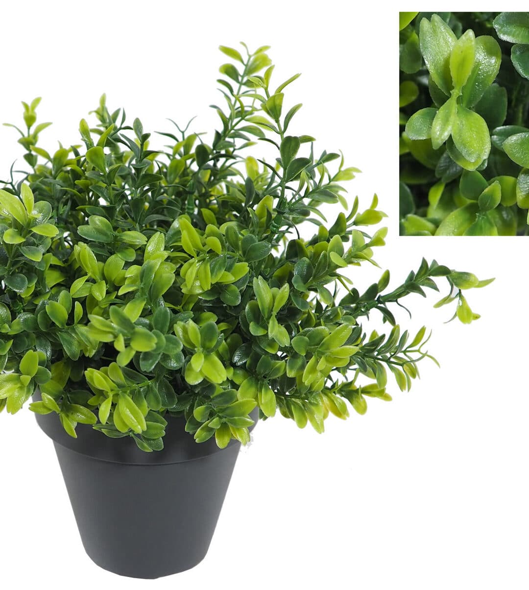 Boj verde plastico con maceta -35cm.